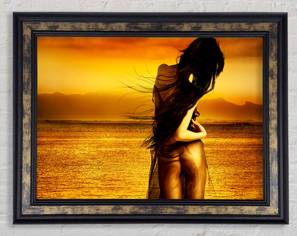Goddess Of The Ocean Orange Framed Print