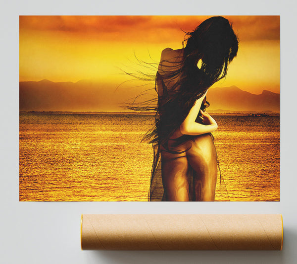 Goddess Of The Ocean Orange Poster
