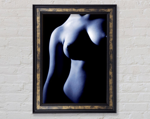 Female Torso Blue Framed Print