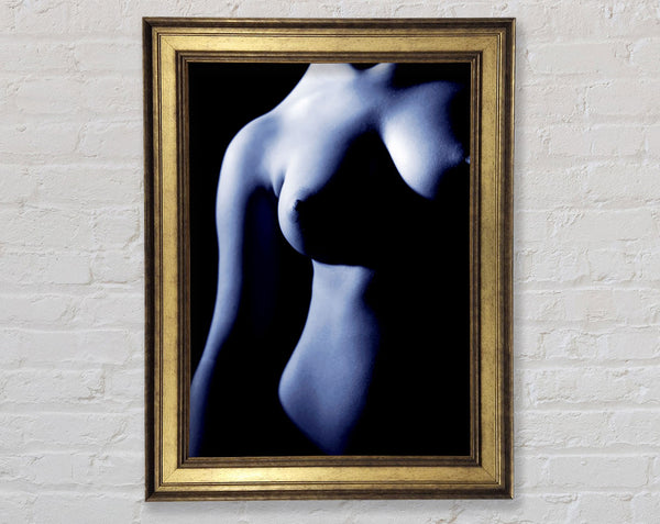 Female Torso Blue Framed Print