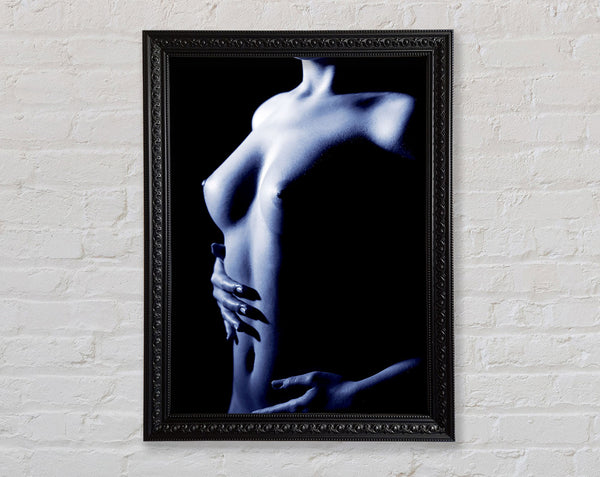 Female Torso Side Blue Framed Print