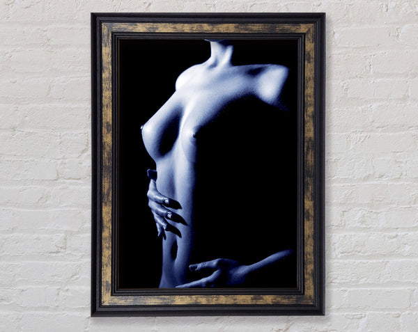Female Torso Side Blue Framed Print