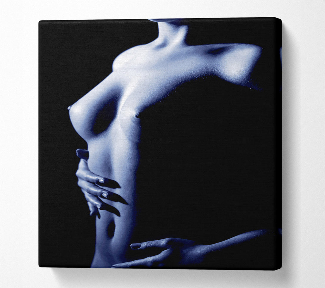 A Canvas Print of Female Torso Side Blue Canvas Print