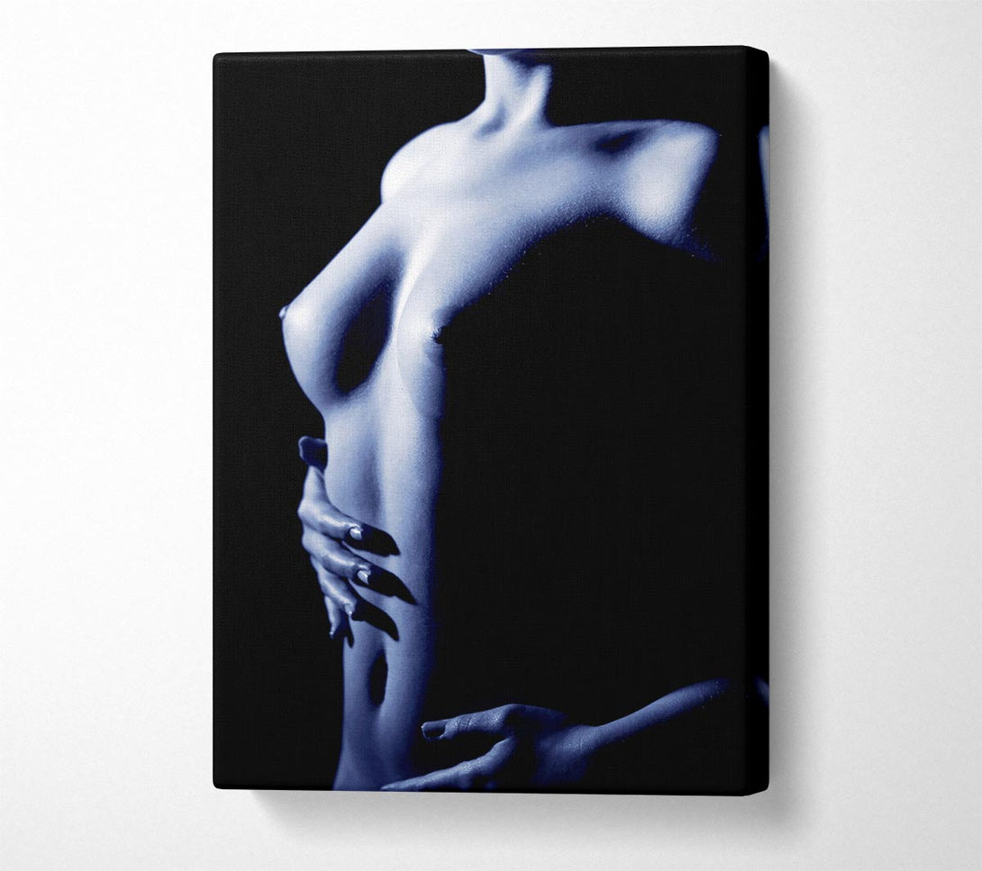  A Canvas Print of Female Torso Side Blue Canvas Print