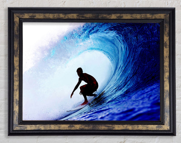 Wave Tunnel Surfer Framed Print