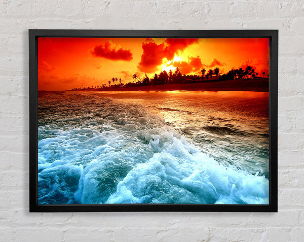 Tropical Beach Sunset Framed Print