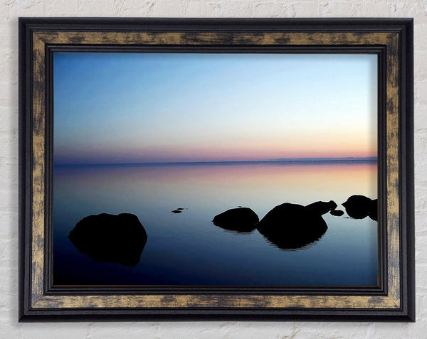 Tranquil Stepping Stone Ocean Framed Print
