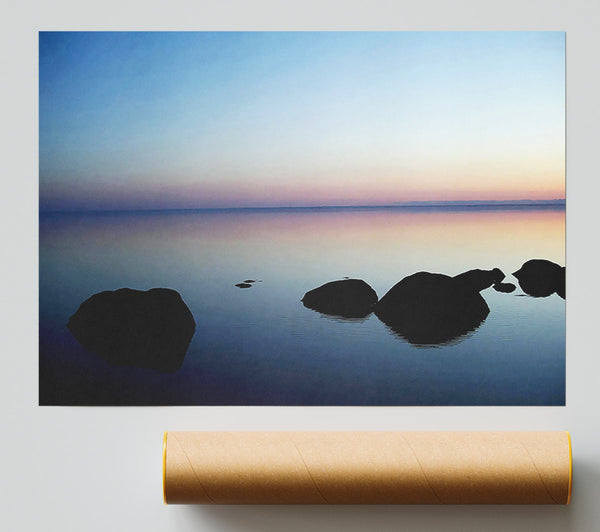 Tranquil Stepping Stone Ocean Poster