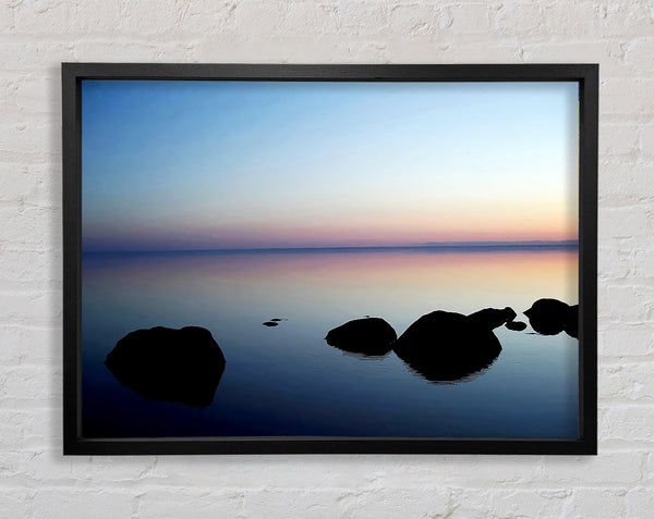 Tranquil Stepping Stone Ocean Framed Print