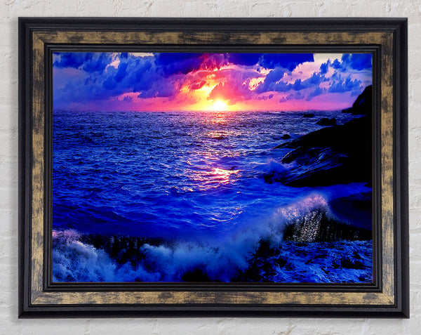 The Movement Of The Ocean At Dawn Framed Print