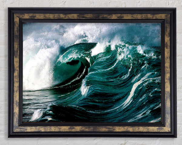 The Green Crashing Waves Framed Print