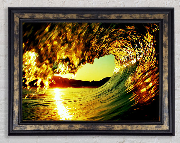 Surfers Sun Wave Framed Print