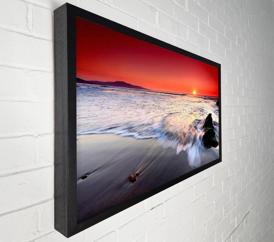  A Canvas Print of Red Sunset Ocean Swell Canvas Wall Art