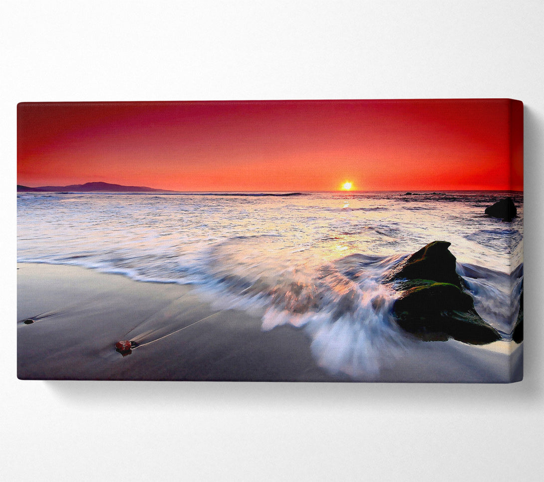  A Canvas Print of Red Sunset Ocean Swell Canvas Wall Art