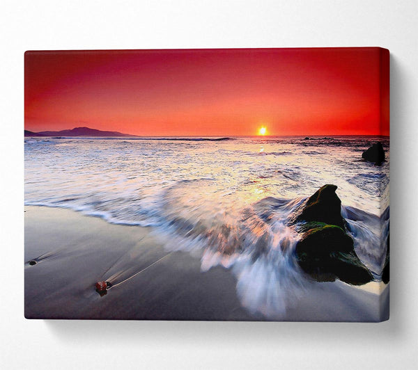  A Canvas Print of Red Sunset Ocean Swell Canvas Wall Art
