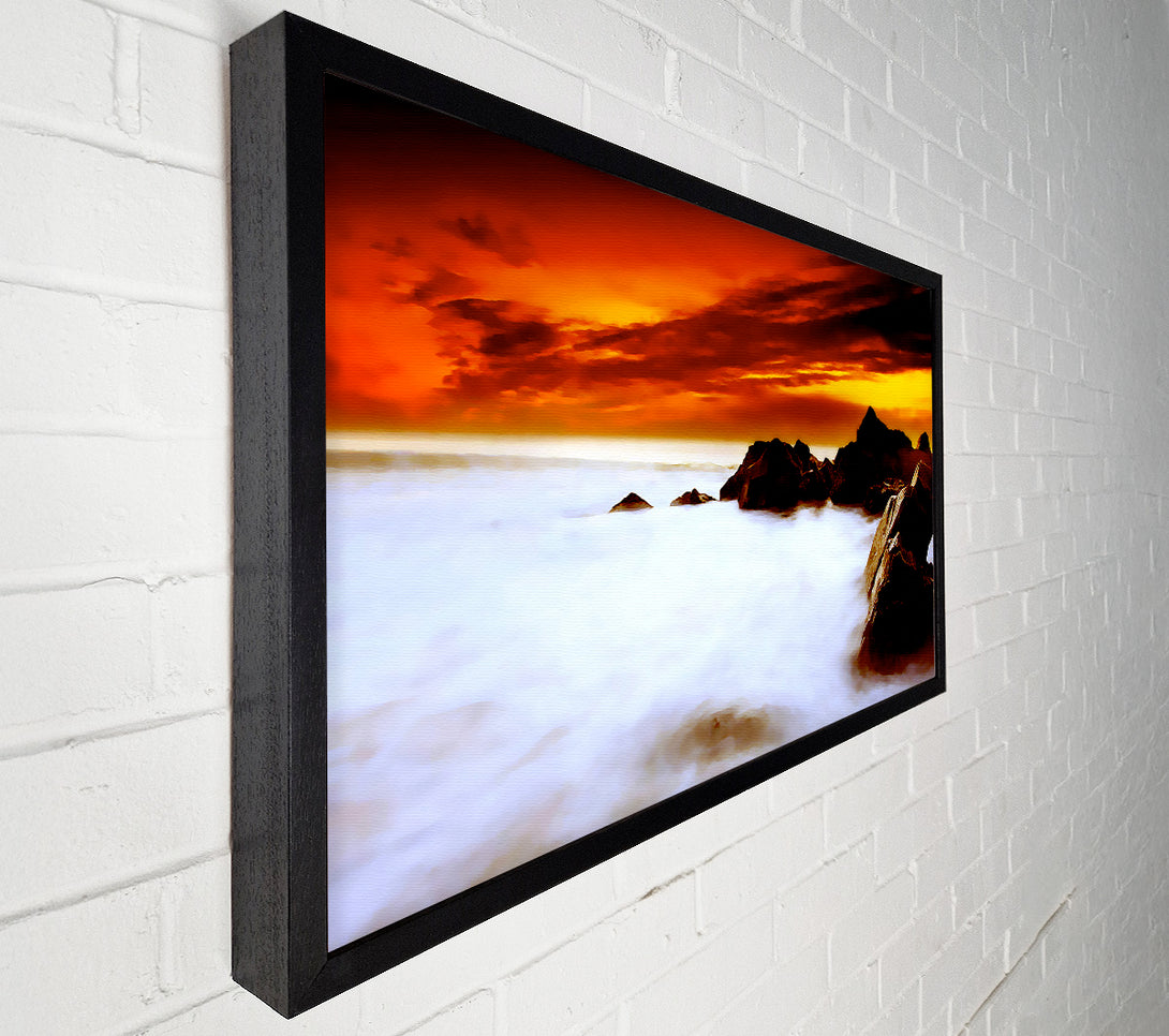  A Canvas Print of Stunning Red Sky Ocean Mist Canvas Wall Art