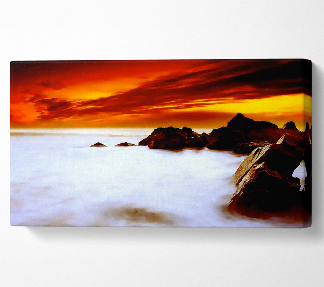  A Canvas Print of Stunning Red Sky Ocean Mist Canvas Wall Art