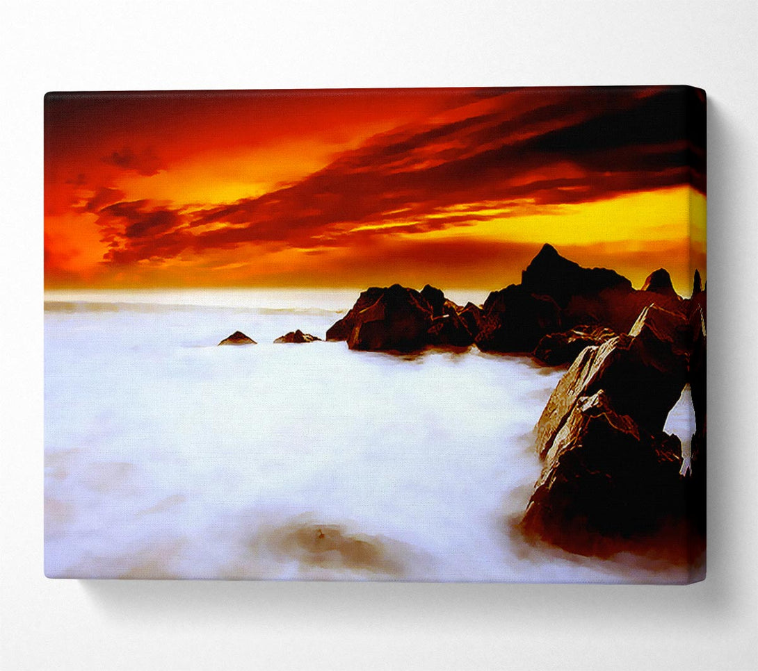  A Canvas Print of Stunning Red Sky Ocean Mist Canvas Wall Art