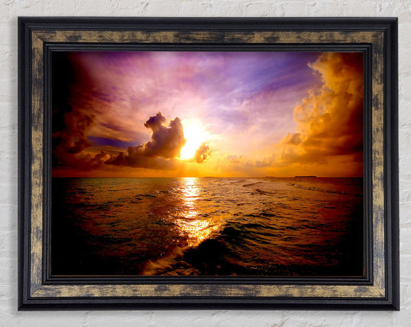 Sea Sunset Skies Framed Print