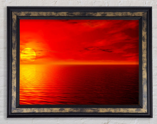 Orange Sunlit Ocean Framed Print