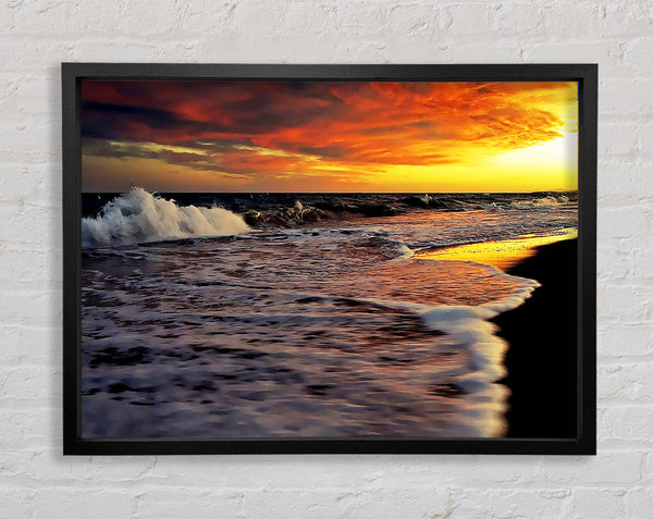 Ocean Waves At Dusk Framed Print