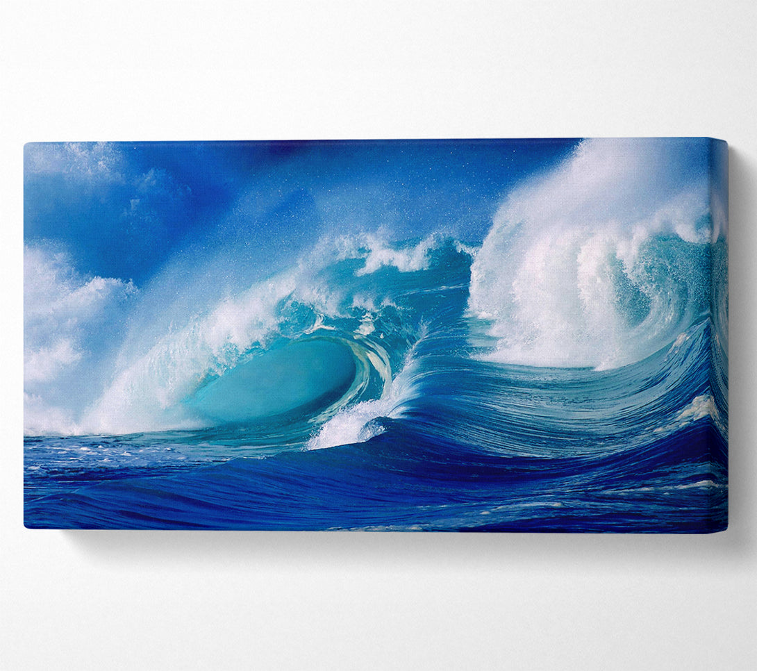  A Canvas Print of Huge Crashing Blue Ocean Wave Canvas Art