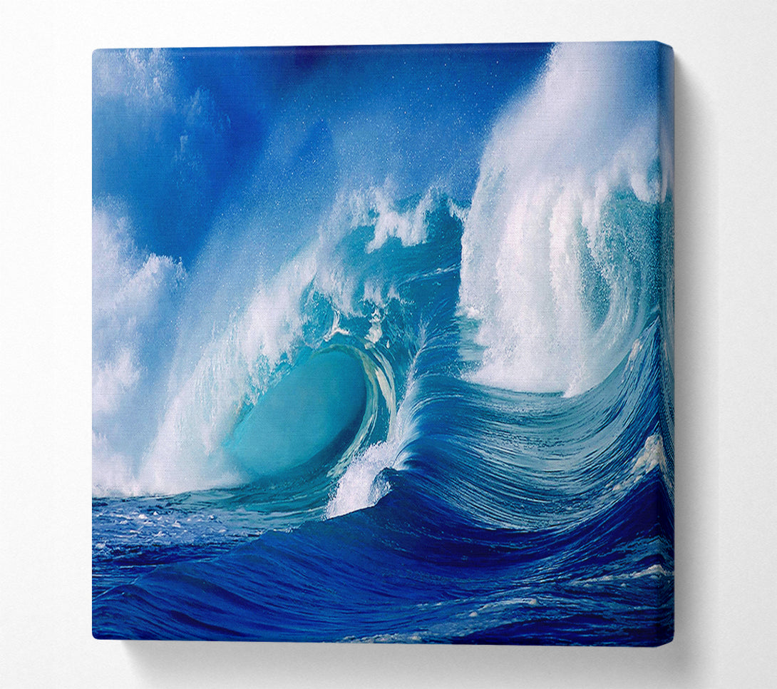  A Canvas Print of Huge Crashing Blue Ocean Wave Canvas Art