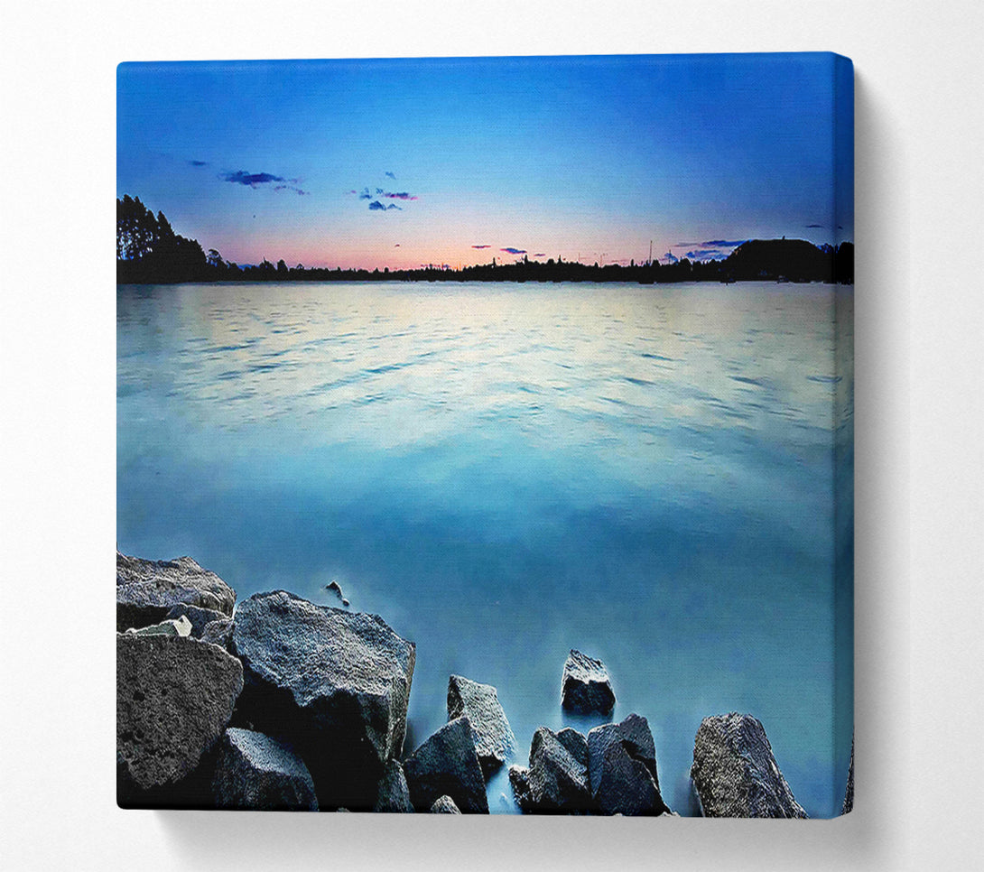  A Canvas Print of Ice Blue Ocean Rocks Canvas Art