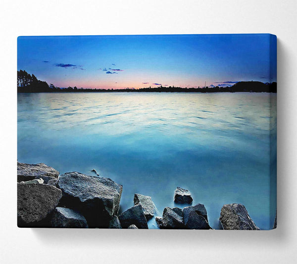 Ice Blue Ocean Rocks Canvas Art