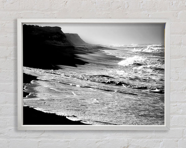 B n W Ocean Spray Framed Print