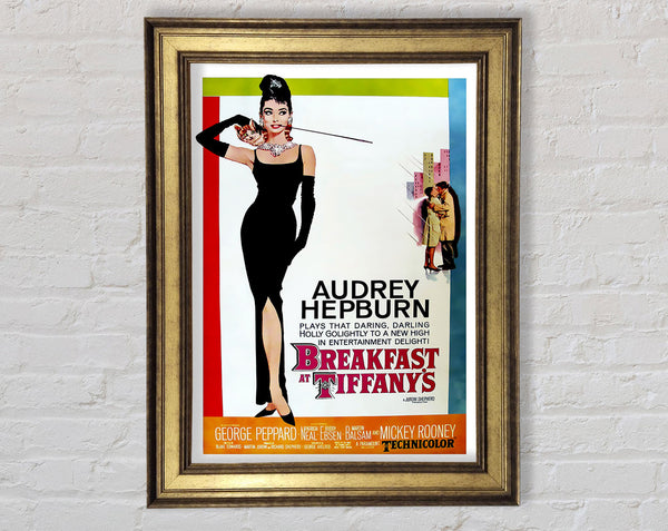 Audrey Hepburn Breakfast At Tiffanys Poster Framed Print