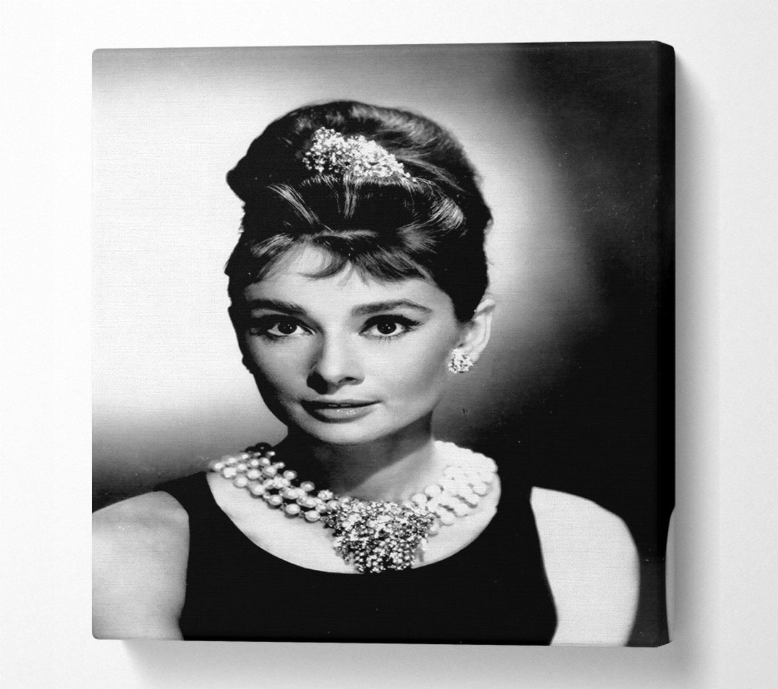  A Canvas Print of Audrey Hepburn Diamonds And Pearls Canvas Wall Art
