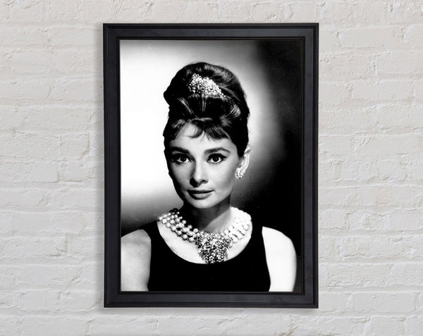 Audrey Hepburn Diamonds And Pearls Framed Print