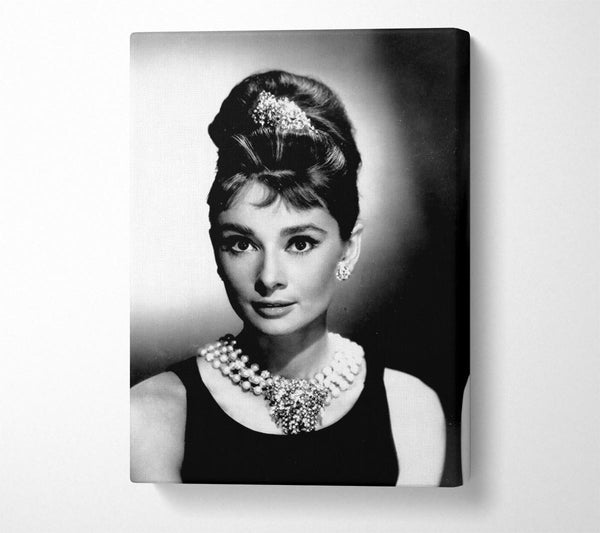  A Canvas Print of Audrey Hepburn Diamonds And Pearls Canvas Wall Art