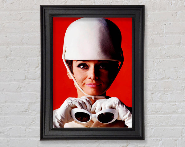 Audrey Hepburn Goggles Framed Print