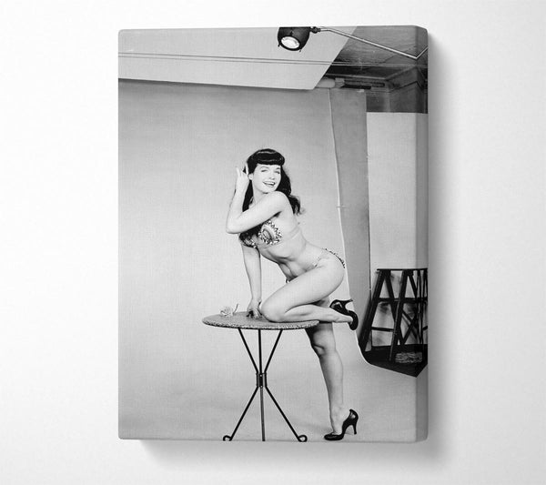  A Canvas Print of Bettie Page Swimsuit Canvas Print
