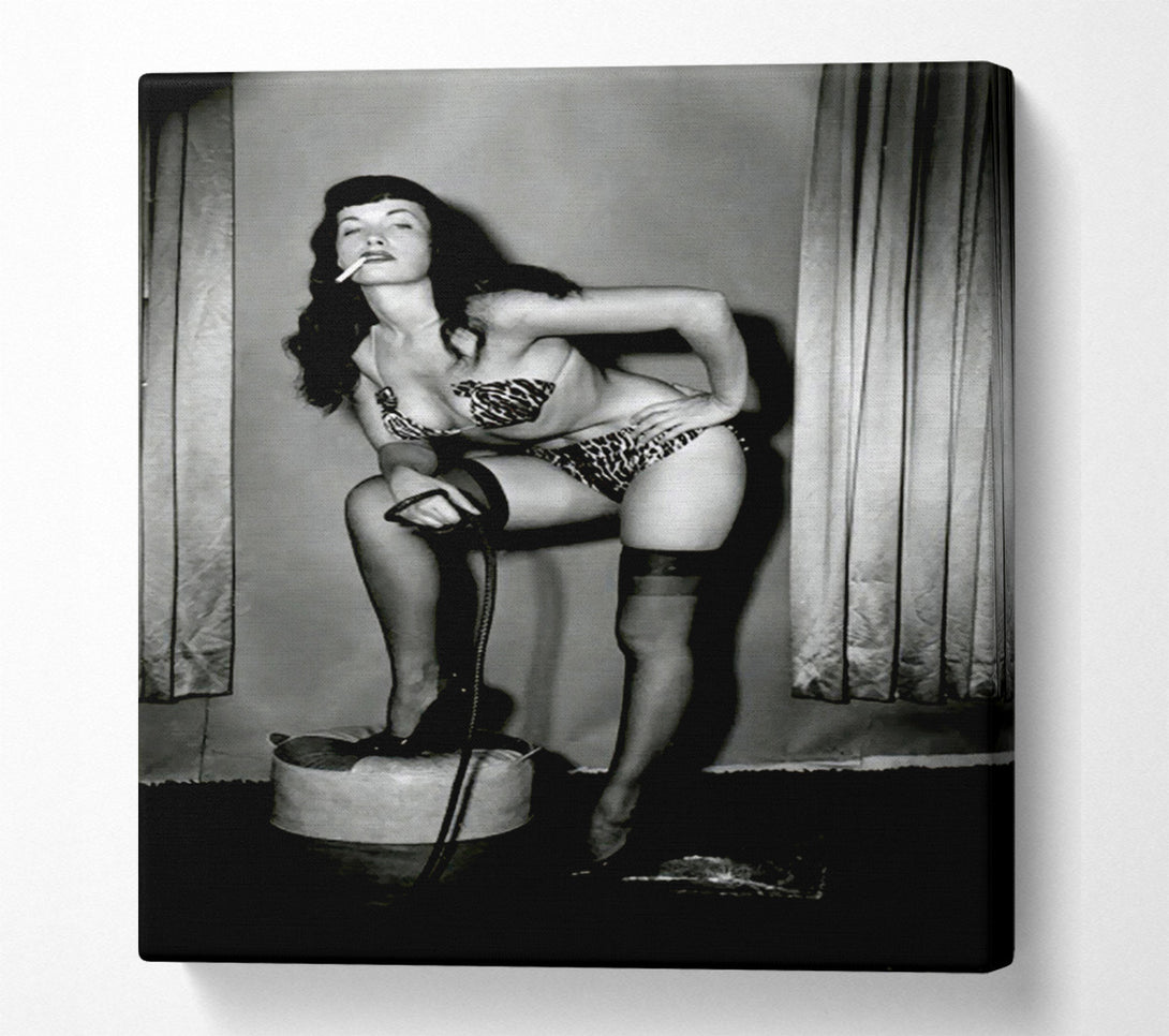  A Canvas Print of Bettie Page Whip Canvas Print