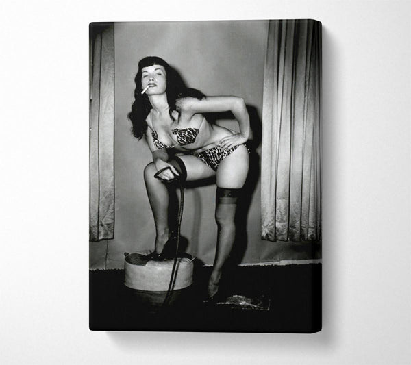  A Canvas Print of Bettie Page Whip Canvas Print