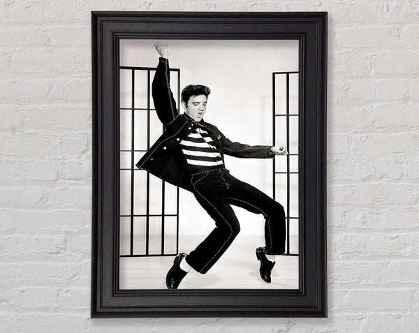 Elvis Jail House Rock B n W Framed Print