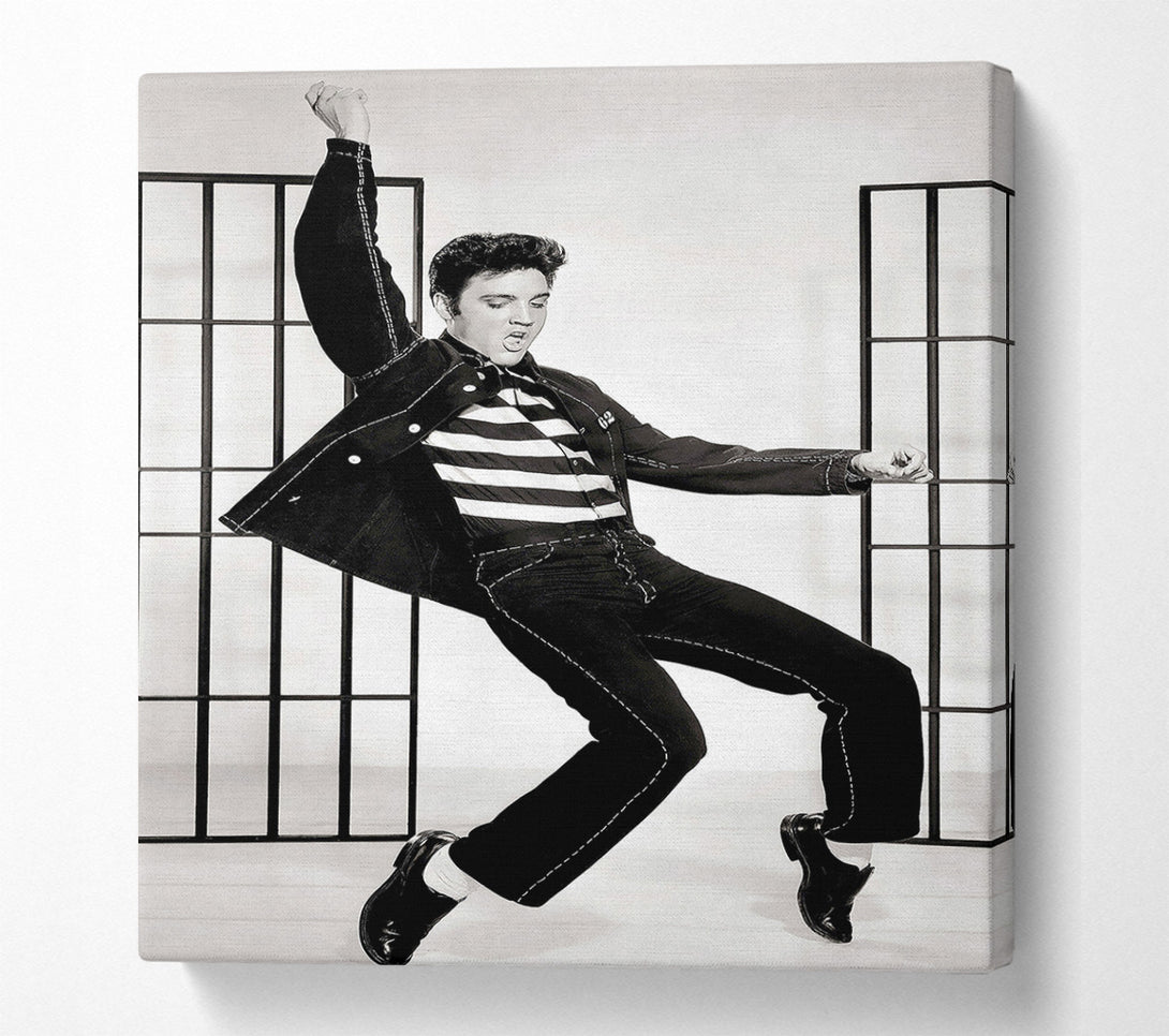 A Canvas Print of Elvis Jail House Rock B n W Canvas Wall Art