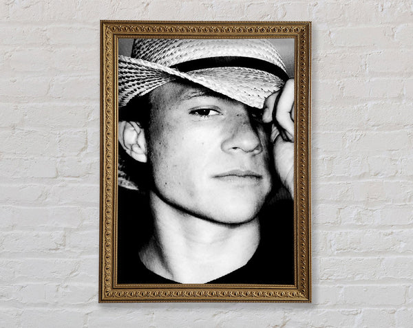 Heath Ledger Hat B n W Framed Print