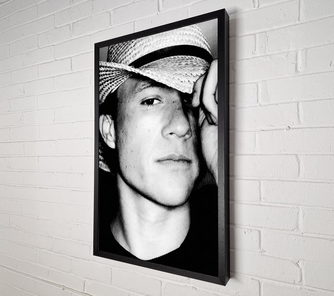  A Canvas Print of Heath Ledger Hat B n W Canvas Print