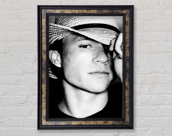 Heath Ledger Hat B n W Framed Print