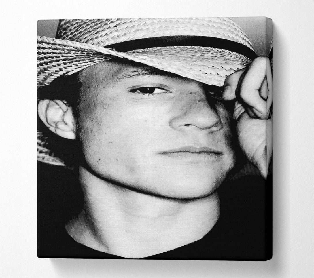  A Canvas Print of Heath Ledger Hat B n W Canvas Print