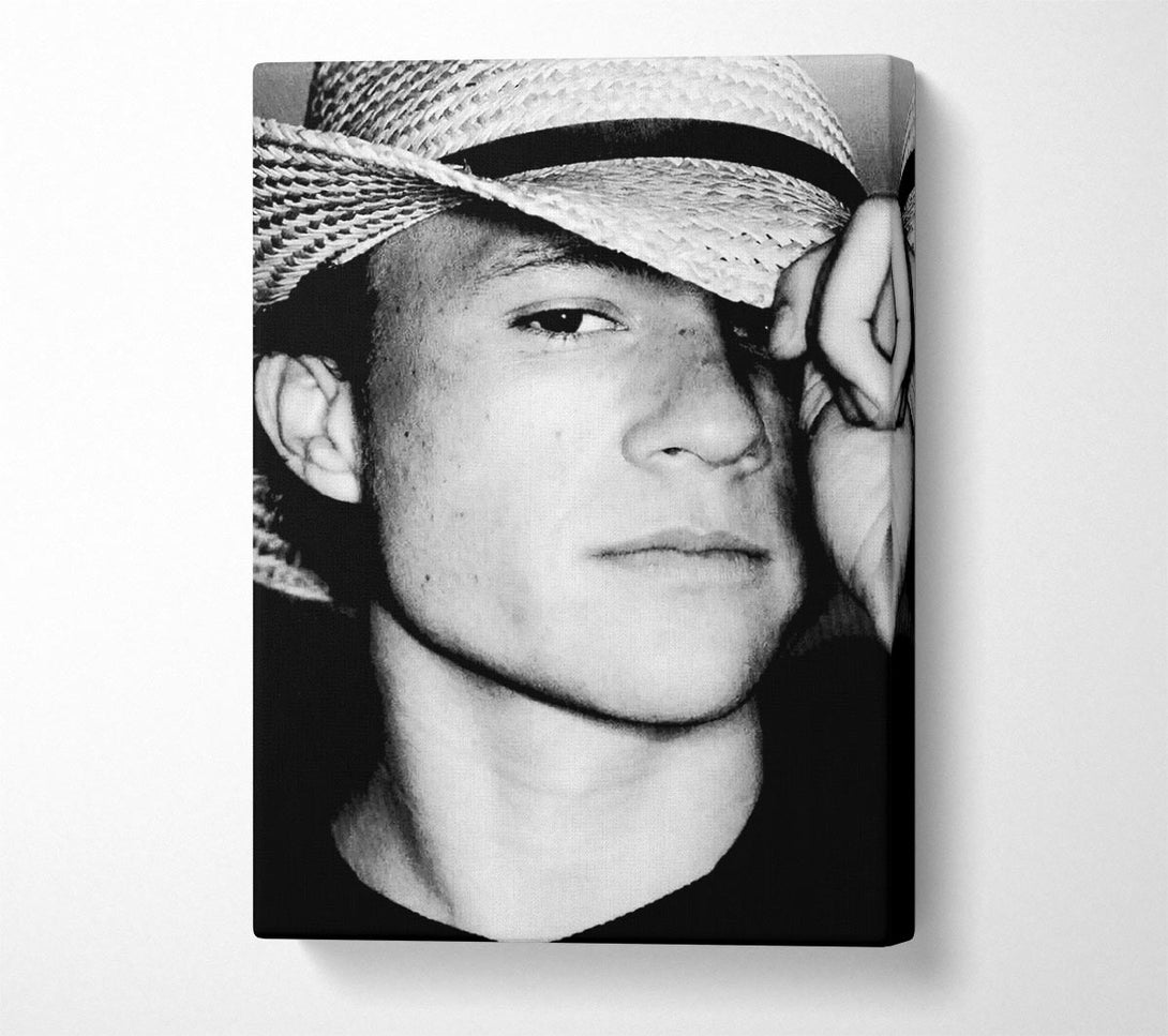  A Canvas Print of Heath Ledger Hat B n W Canvas Print