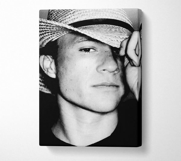  A Canvas Print of Heath Ledger Hat B n W Canvas Print