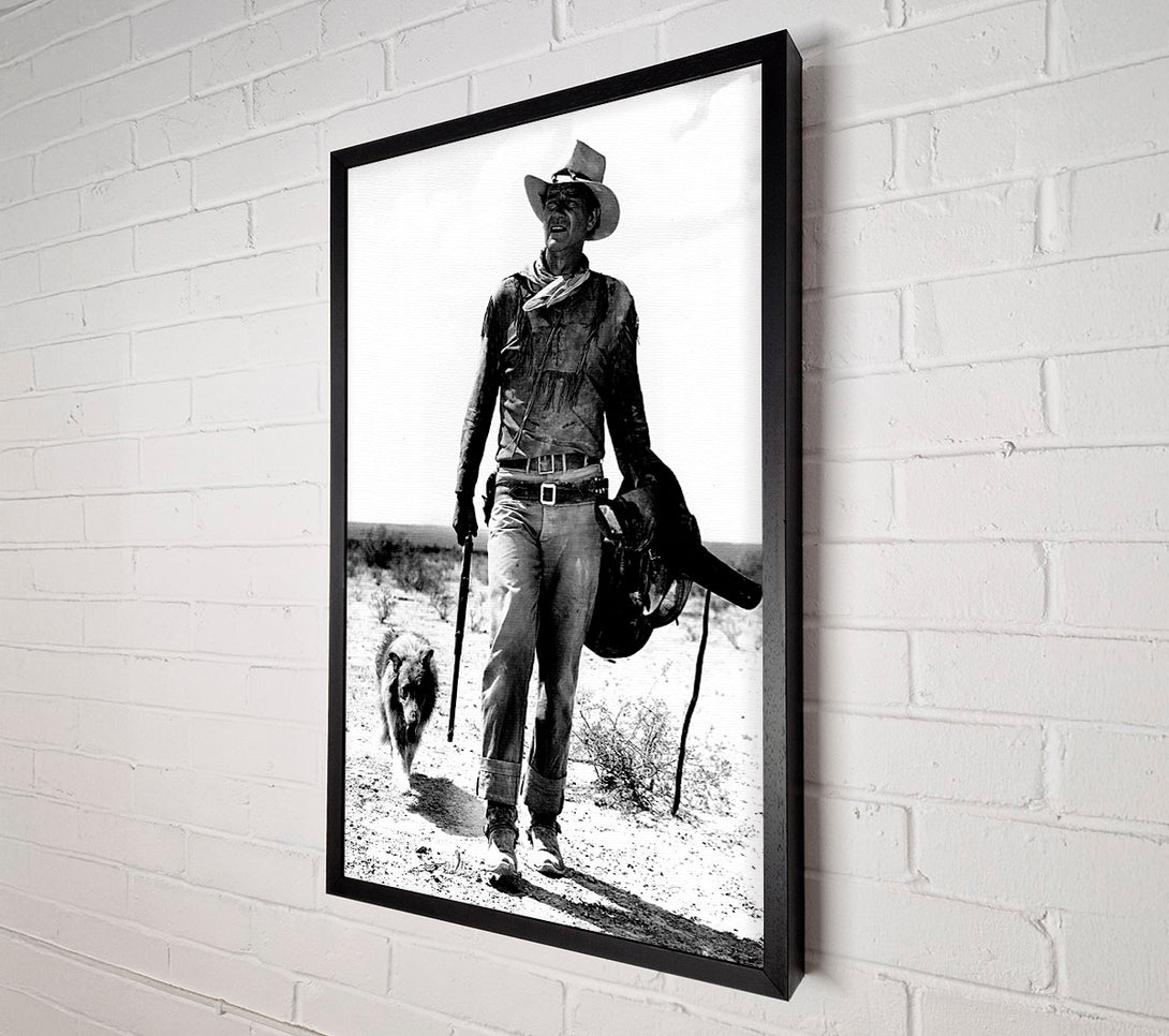  A Canvas Print of John Wayne With Dog Canvas Print