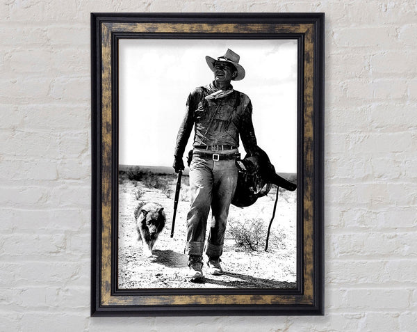 John Wayne With Dog Framed Print