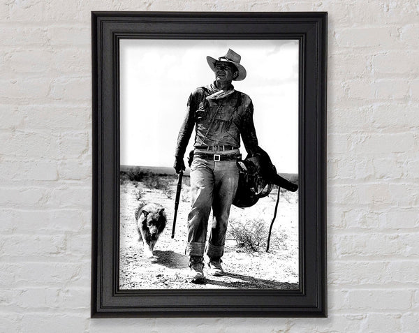 John Wayne With Dog Framed Print