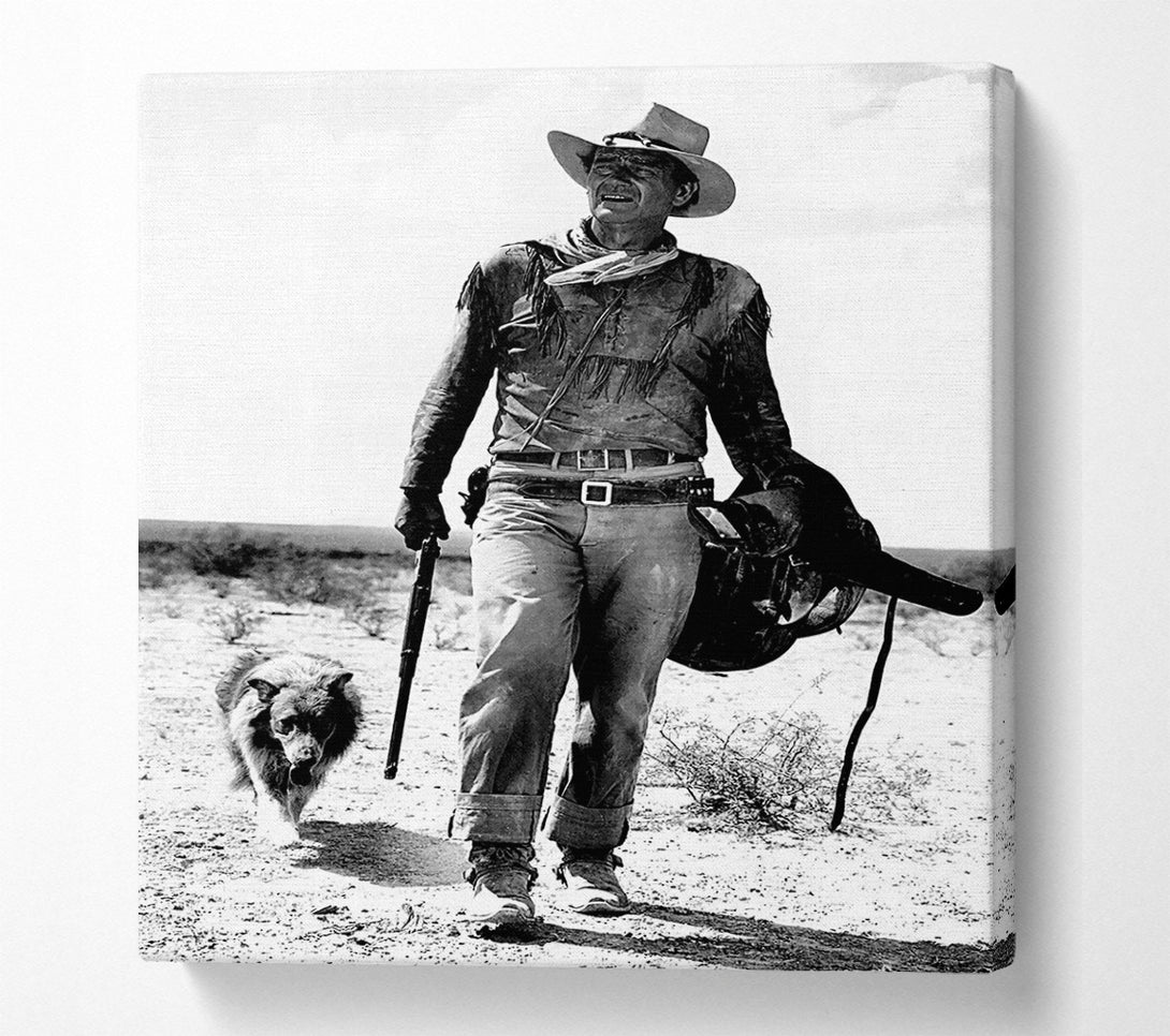  A Canvas Print of John Wayne With Dog Canvas Print